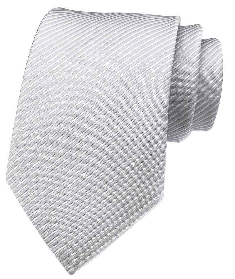 Secdtie Men's Big Boy Classic Silver Grey Skinny Tie New Year Sunny Wedding Xmas Necktie - Image 1